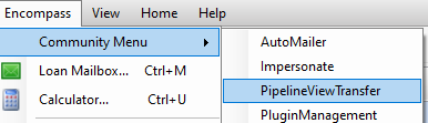 Pipeline View Transfer Menu Option